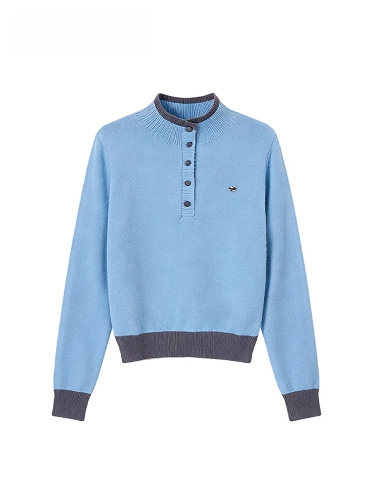 

Свободный длинный вязаный свитер Sve, женский модный лоскутный топ больших размеров с воротником-стойкой на осень-зиму, милый сле