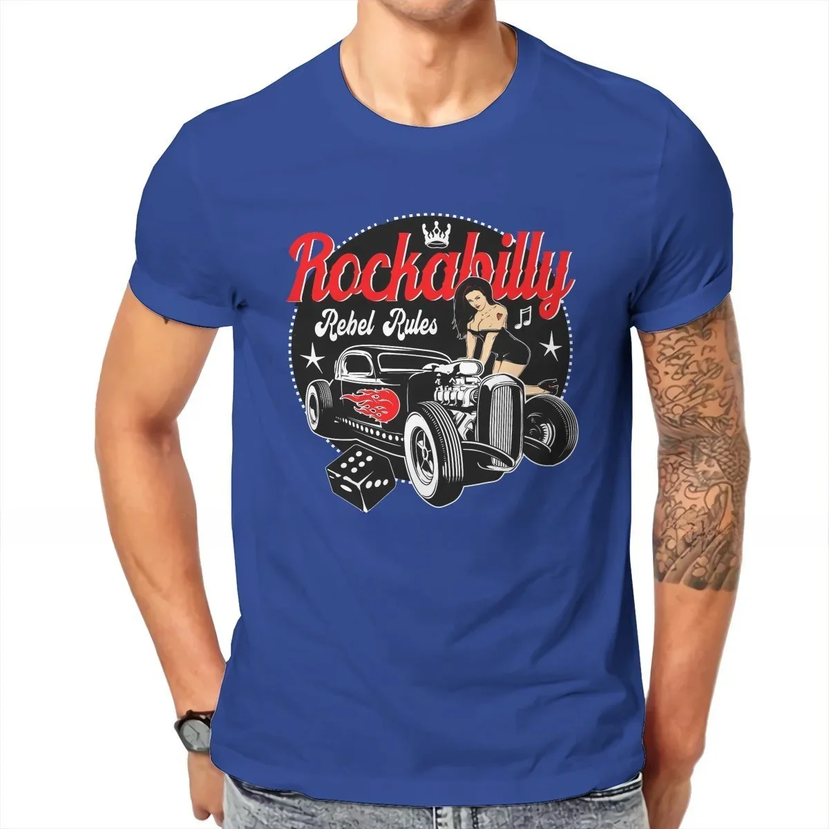 Essential T Shirt Vintage Cotton Men Tees Harajuku Crewneck TShirt  Music Hot Rod Sock Hop Dance Vintage Rock and Roll