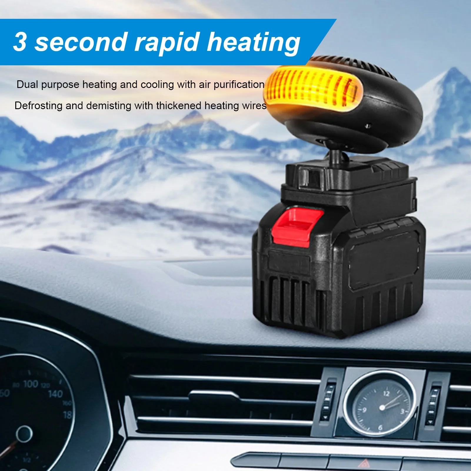 Portable Car Heater Anti Tip USB Cordless Rechargeable Fast Heating Car Defroster for Car Windshield Outdoor Construction Site