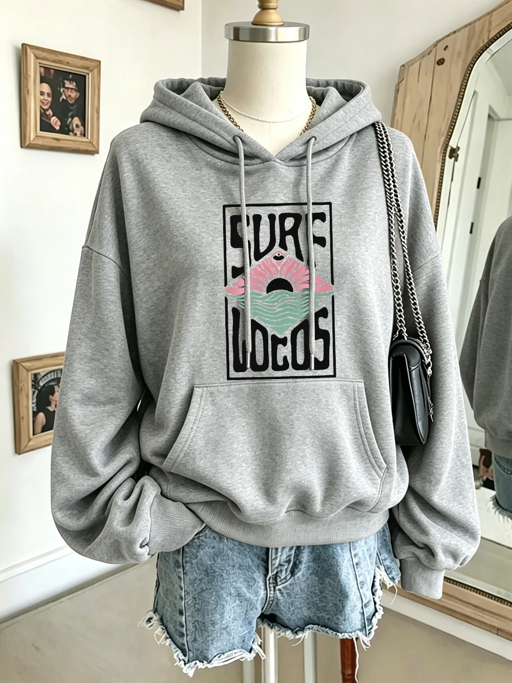Sudaderas con capucha estampadas con diseños de Surf Locos, básicas para mujer, sudaderas de corte amplio, forro polar para el invierno, suéteres cálidos, ropa informal de estilo urbano para mujer.