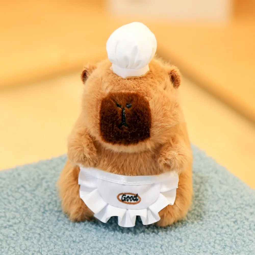 Porte-Clés en Peluche Capybara au Beurre Brun, Pendentif Amusant en Fourrure Alimentaire, Animal de Dessin Animé, 03