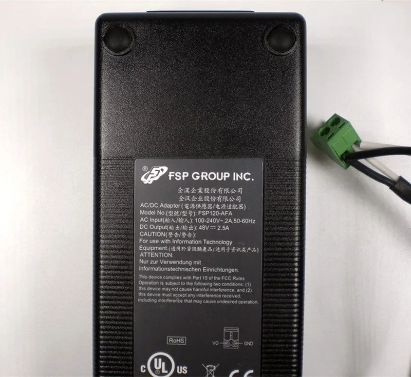 Genuine FSP FSP120-AFA AC/DC Adapter Charger 48V 2.5A 120W Double 2Pin Terminal Block Tips Power Supply