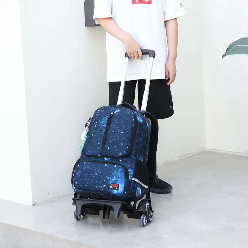 6 Wheels Rolling Backpacks for Boys Wheeled Bag Trolley Junior School Bags Travel Luggage Kids Bookbag mochil