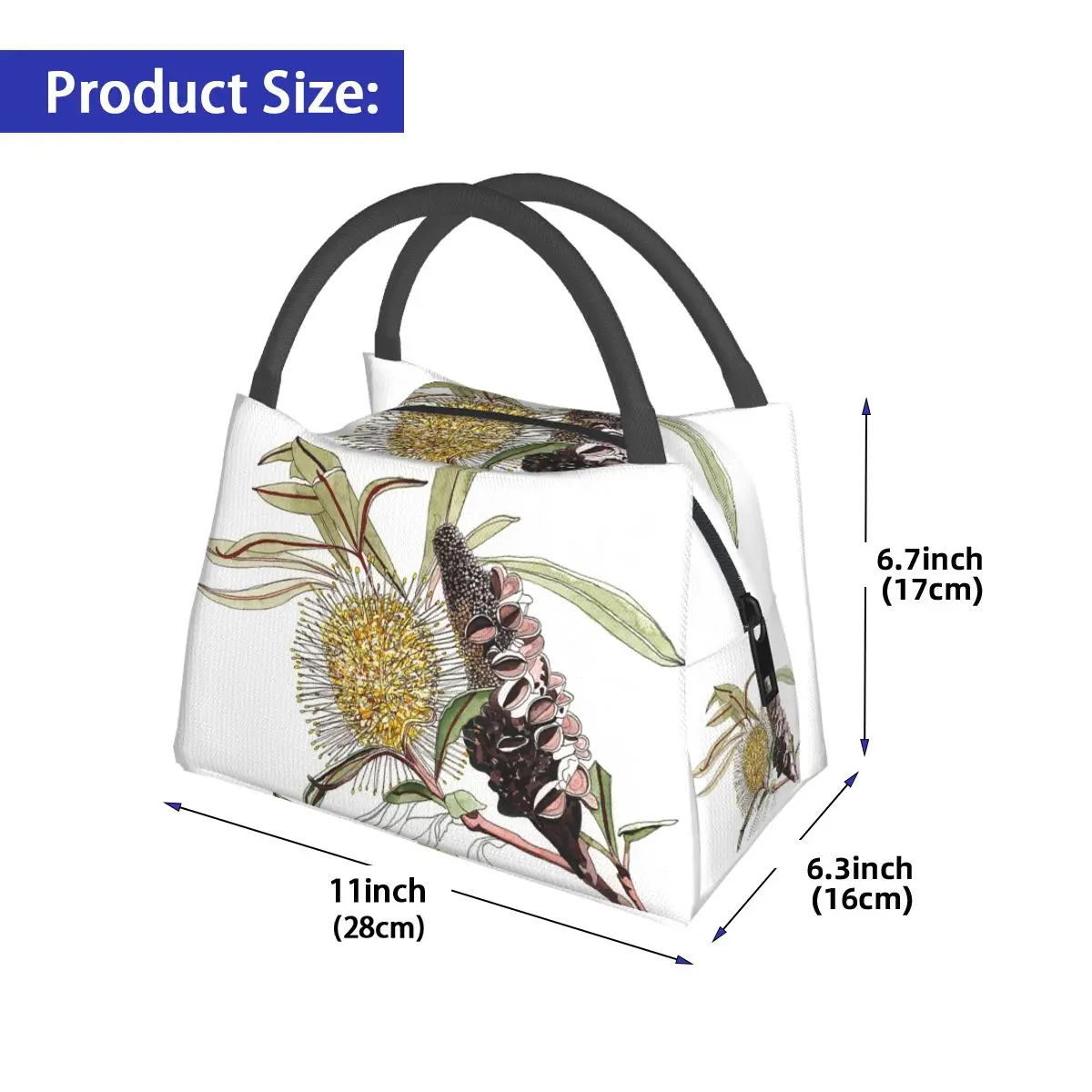 Banksia Flower Pod Australian Flora Yellow Insulated Lunch Bag Food Boxes Portable Container Cooler Thermal Lunch Box Tote