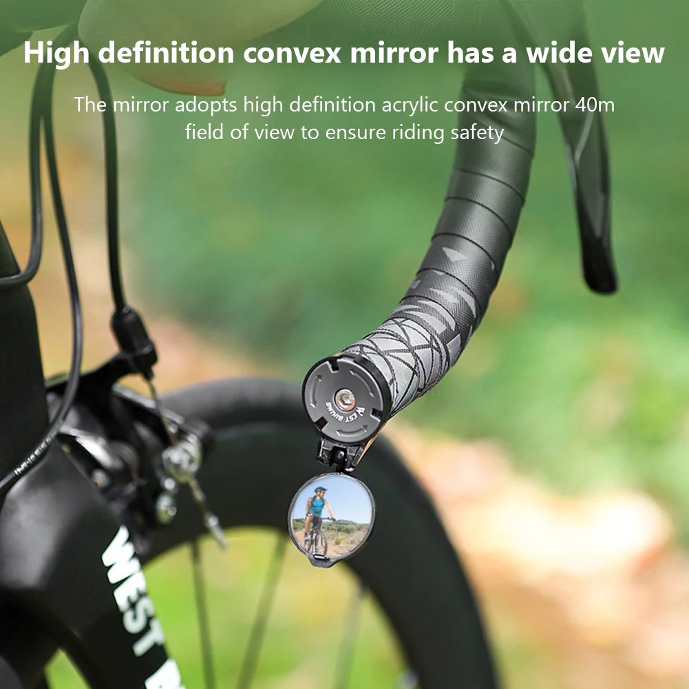 Bicycle Rear View Mirror 360 Angle Adjustable Portable Lightweight Impact-resistant Bicycle Mirror For Handlebars