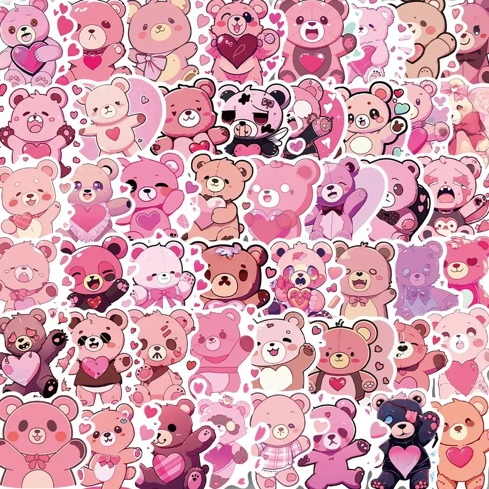 10/50PCS Love Teddy Bear Sticker Decals Decoration DIY Phone Notebook Suitcase Laptop Fridge Kids Sticker