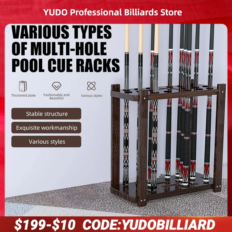 

Держатель для бильярдного кия с 6/8/10/12/16/24/36 отверстиями Квадратный/длинный/треугольный Профессиональный крепежный зажим из цельного дерева для аксессуаров для бильярда