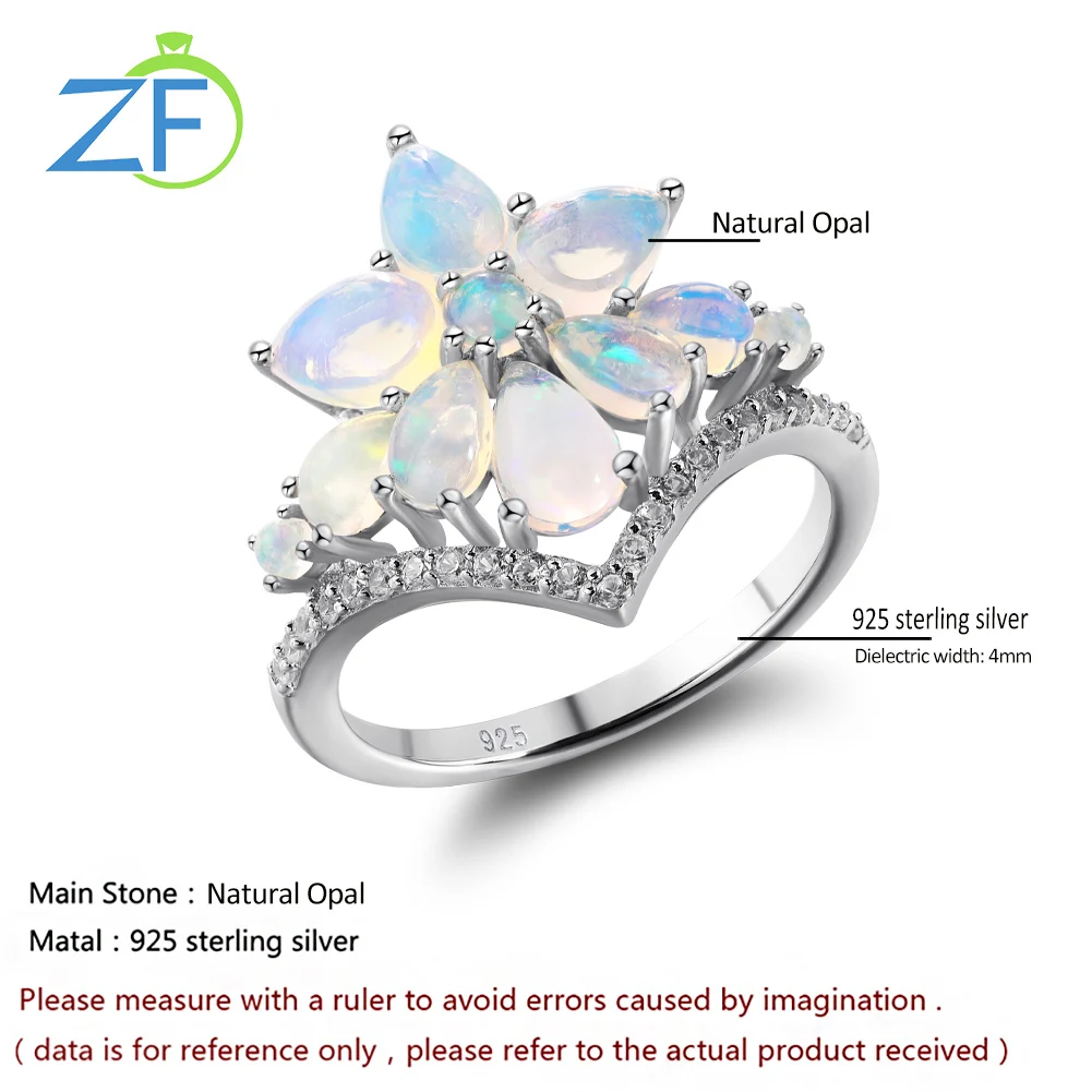 GZ ZONGFA Genuine Natural Opal Ring 925 Sterling Silver  for Women Gemstone Custom Flower Engagement Ring Fashion Fine Jewelry