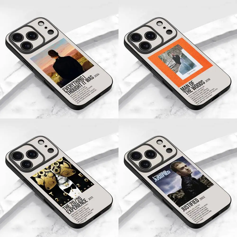 J-Justin Timberlake gerechtvaardigd telefoonhoesje voor iPhone 13,16,11,14,17,12,15,plus,E,Air,Pro,Max,mini beschermende zwarte hoes