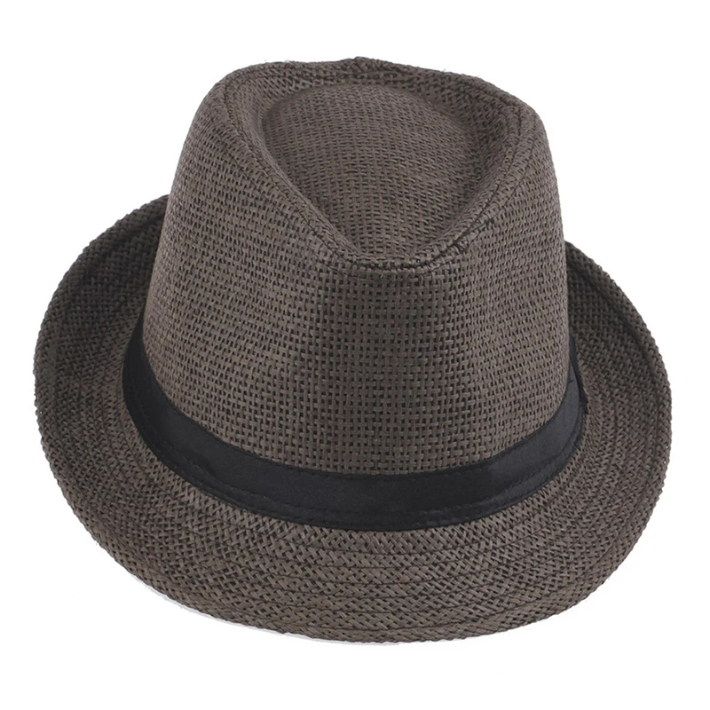 Men & Kids Jazz Hat Old Man Cap Short Brim Solid Color Cuban Cap Panama Hat Sun Hat Breathable Fedora Hat Summer Casual Straw