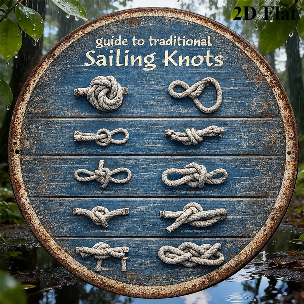 CIFBUY Retro Nautical Rope Knot Guide Aluminum Wall Art Waterproof Rustproof Metal Decor for Home Bar Cafe Boat Sign