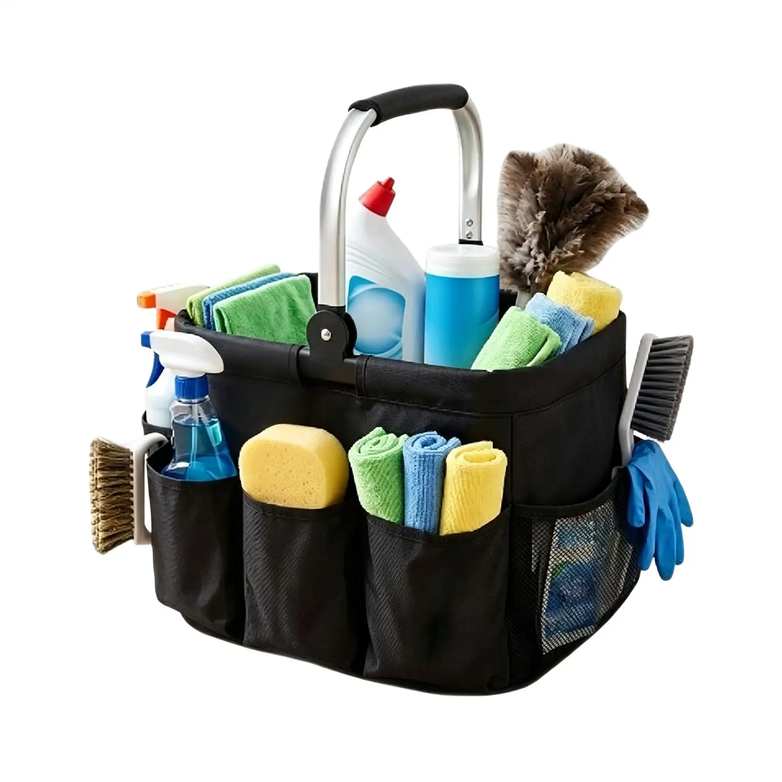 

Cleaning Supplies Organizer With Handle 20L Foldable Basket Waterproof Cleaning Organizer For Bathroom Kitchen Garden