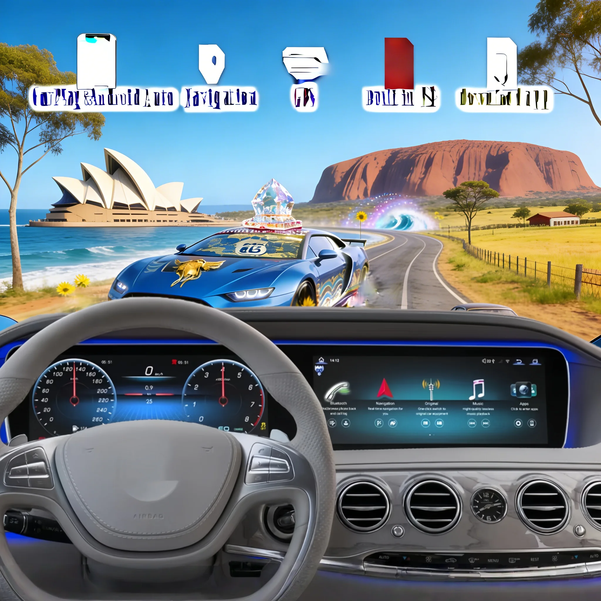 

24,6-дюймовый автомобильный мультимедийный GPS-плеер с CarPlay и Android 14 для Mercedes-Benz S-класса W222 S350 S500 2018-2023, для праворульных автомобилей