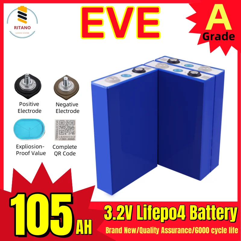 Wholesale EU Poland warehouse EVE 3.2V lifepo4 105ah Fast shipment DDP free shipping support Pick UP in Poland warehouse