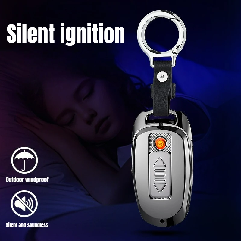 

Portable Multi functional Watch Keychain Lighter USB Charging Metal Windproof Cigarette Lighter Cigarette Accessories Men's Gift