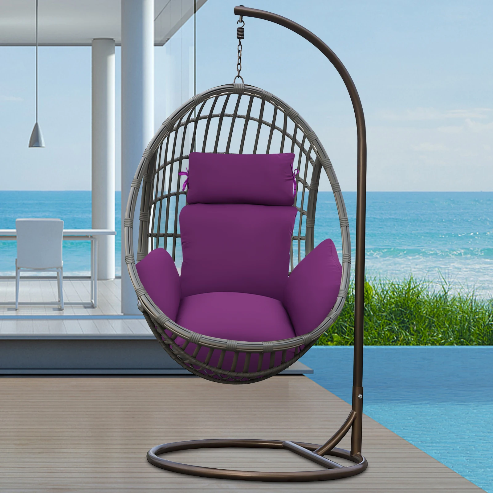 Hanging Egg Chair Cushion Tight Stitching Thickened Hanging Basket Swing Cushion with Pillow 50*47cm (cushion)