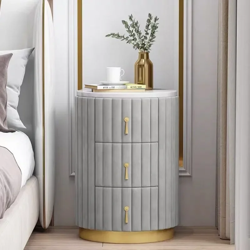 

Ornaments Round Nightstand Bedside Nordic Organzizer Moveable Luxury Nightstands Mobile Bedroom Table De Chevet Nordic Furniture