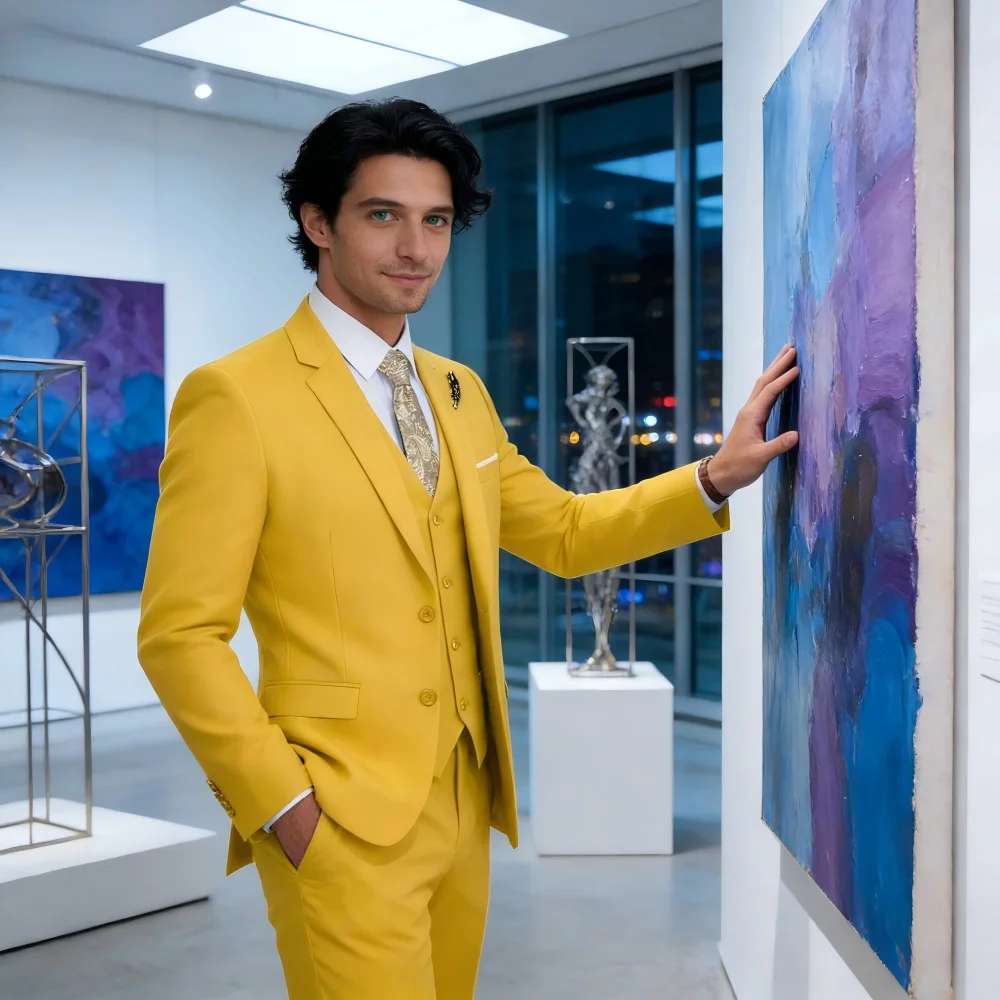 

High-Quality Slim Fit Black Men's Suit Luxury Elegant Business Wedding Fashion Clothing Conjunt