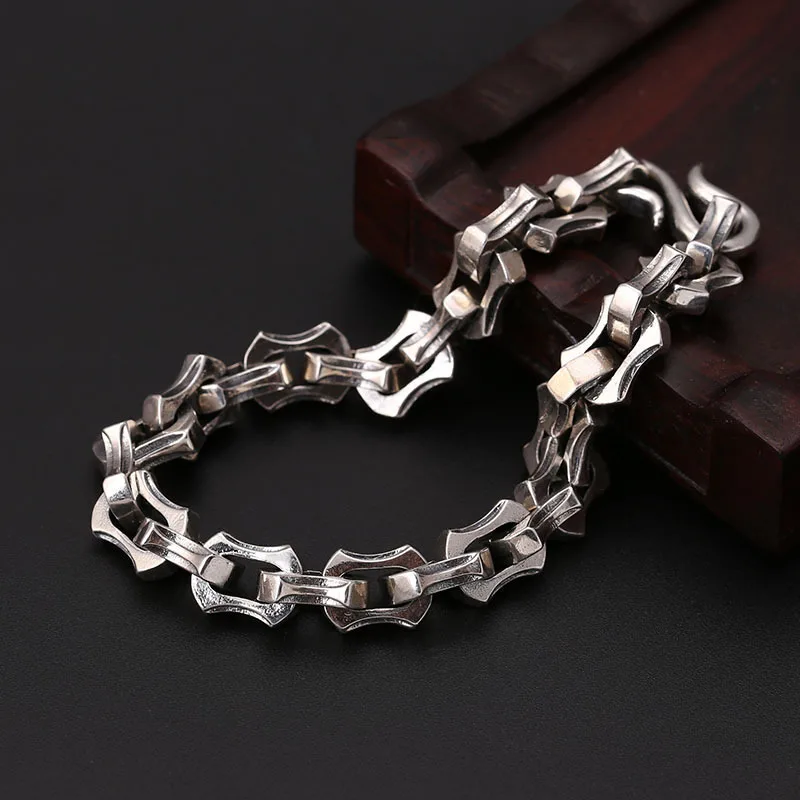 

925 sterling silver jewelry popular versatile chain men's fashion thai silver personalized creative gear thick bracelet thick