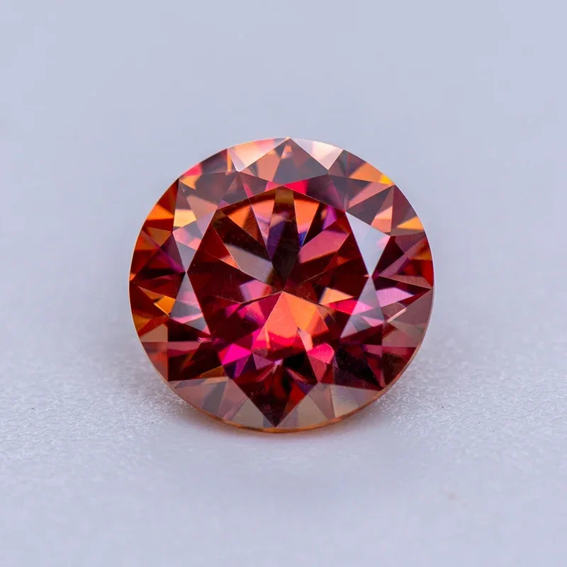 

Moissanite Stone Watermelon Red Color Round Cut Lab Created Synthetic Gemstone Passed Diamond Tester With GRA Certificate