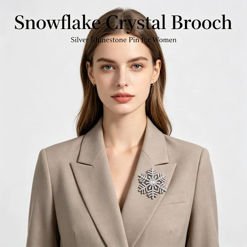 Stylish Snowflake Brooch, Trendy Lapel Pin for Men and Women, Corsage Accessory for Suits, Sweaters and Coats
