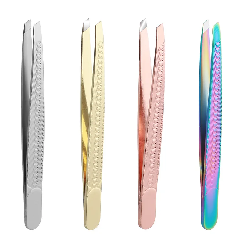 High Precision Stainless Steel Hair Removal Tweezers, Fish Pattern Anti Slip Slanted Eyebrow Clip, Eyelash Grafting Makeup Tool