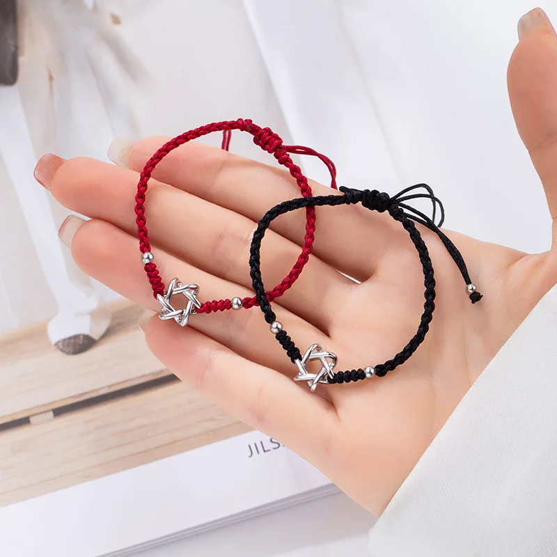 Star of David Red String Bracelet for Women Lucky Amulet Magen David Charm Bracelet Platinum Plated Jewelry Christmas Gifts