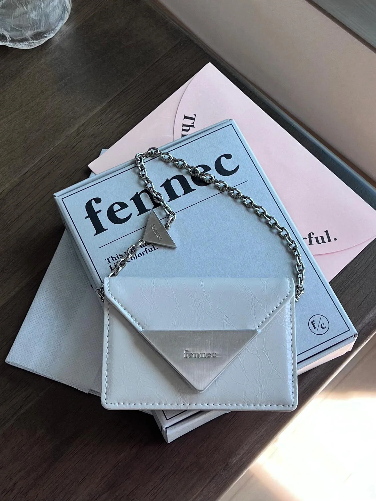 [Re Women's Card Holder] Fennec Card Holder First Layer Patent Leather Leather Limited Chain Detachable Tri-Fold Card Holder ...