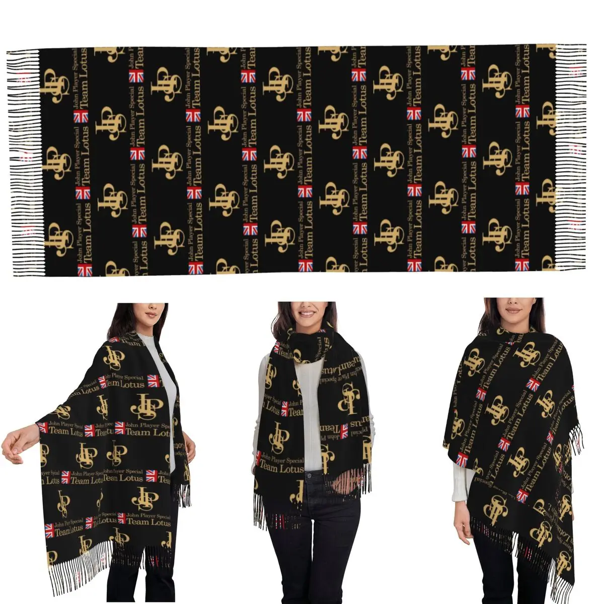 JPS John Player Special Team8 Scarf Tassel Scarves Women Soft Warm Shawls and Wraps Large Fall Winter Shawl Wrap