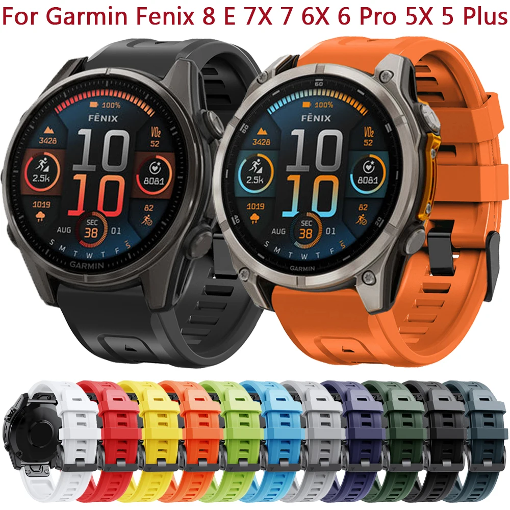 QuickFit Strap 22mm 26mm For Garmin Fenix 8 E 7X 7 6X 6 Pro 5X 5 Plus Silicone Watchband For Epix Gen2 47/51mm Enduro 3 Bracelet