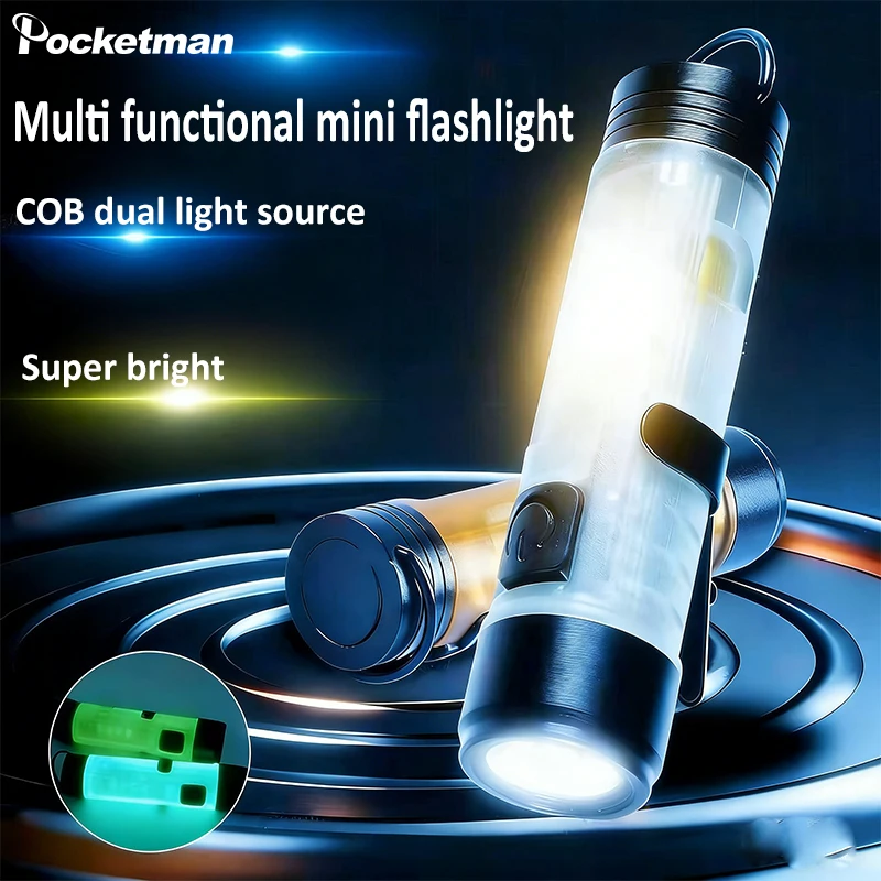 

Multifunctional LED Flashlight with COB Side Lights Magnetic Base Hook Portable Emergency Light for Hiking Outdoor Adventures