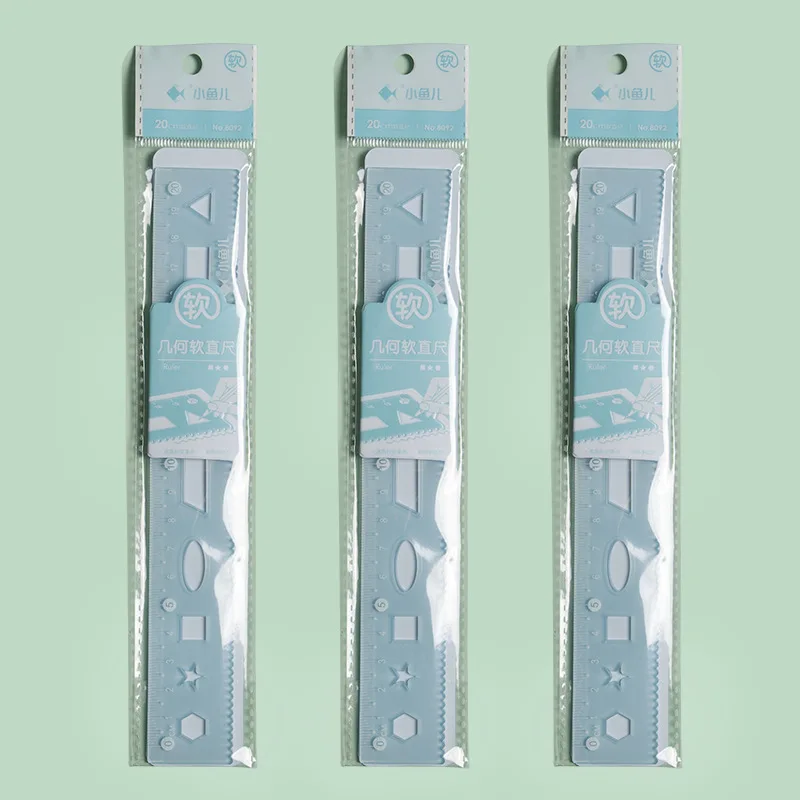 1Pcs 20cm Multicolour Flexible Soft Ruler Creative Straight Rulers Plastic Drawing Tools Student Stationery Supplies 8092