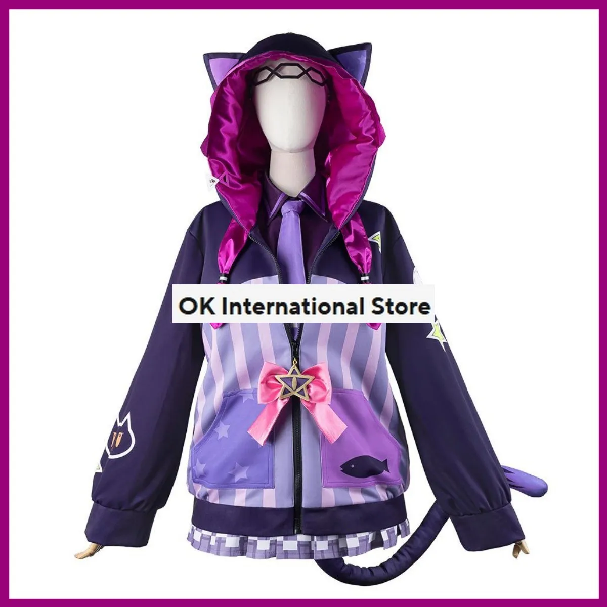 Virtual YouTuber Hololive Murasaki Shion Cosplay Costume Wig Hoodies Coat JK Uniform Skirt Woman Sexy Kawaii Halloween Suit