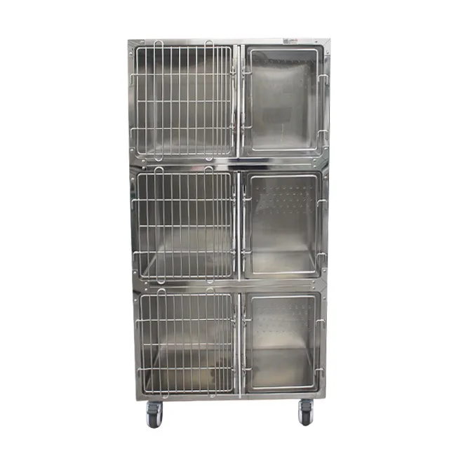 Pujia Veterinary Heavy Duty Modular Breeding Animal Stainless Steel Veterinary Pet Dog Cage Kennel Cage Cat Hospital Cage