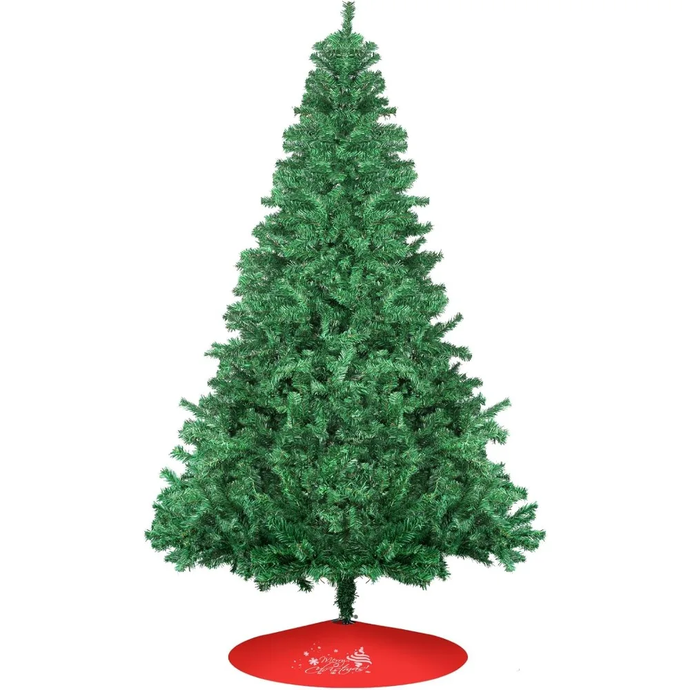 

7-Foot Tall Artificial Christmas Tree with 1000 Branch Tips, Includes Tree Skirt, Easy Assembly, Metal Hinges, and Collapsible D