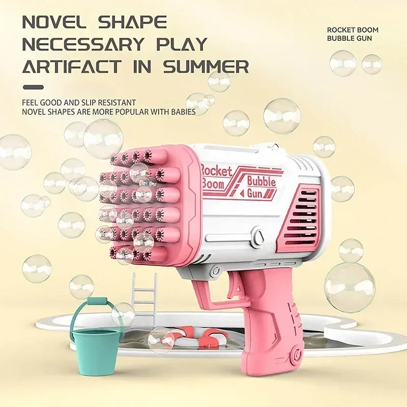 32穴電動バブルガン、自動ガトリングバズーカバブルメーカーマシン、夏の屋外、シャボン玉ブロワーおもちゃ子供ギフト