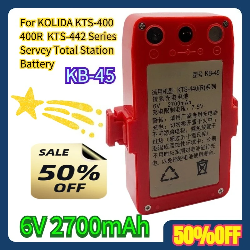 

For KOLIDA KTS-400 400R KTS-442 Series Servey Total Station Battery 6V 2700mAh KB-45 Battery