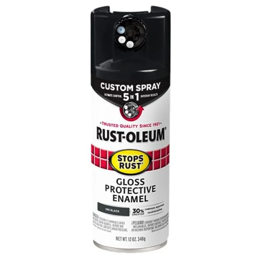 

380397 Stops Rust Custom Spray 5-in-1 Spray Paint 12 oz Gloss Ink Black Pack of 1
