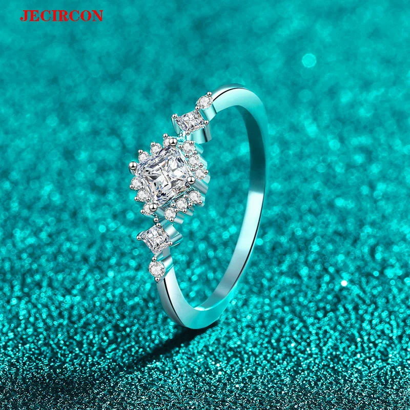 

JECIRCON женское кольцо из стерлингового серебра 925 пробы с муассанитом, 4*4 мм, квадратный геометрический роскошный аксессуар для пальцев высокого класса для модныхistas