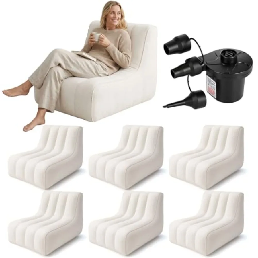 

2 Pcs Inflatable Chairs for Adults, Blow up Couch with Electric Air Pump, Inflatable Chairs for Movie Night Flocking Portable B