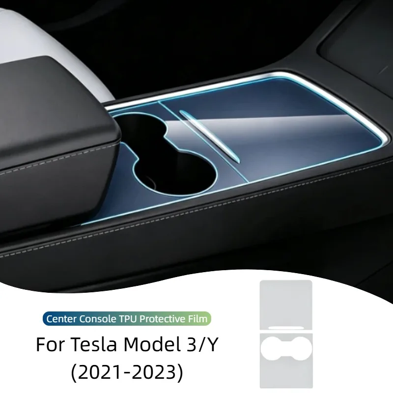 For Tesla Model 3 Y 2021‑2023 TPU Car Center Console Panel Protective Film Clear Anti‑Scratch Sticker Interior Trim Accessories