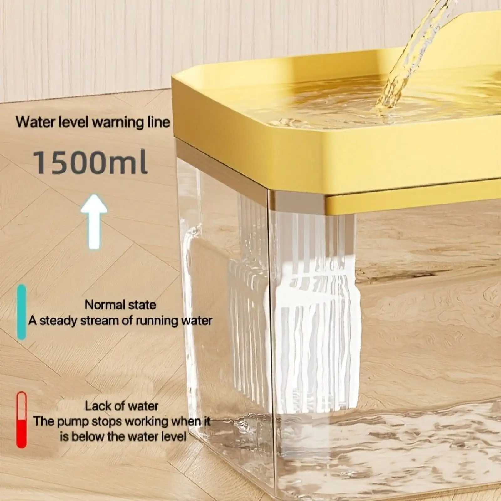 Distribuidor de água inteligente para animais de estimação de 50,72 onças Fonte de circulação automática recarregável USB ultrassilenciosa