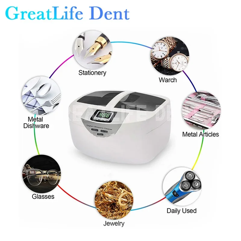 GreatLife Dent Digital Tooth Jewelry Watches Dental 2.5L Ultrasonic Glasses Cleaner Jewelry Cleaner Ultrasonic Cleaner Machine