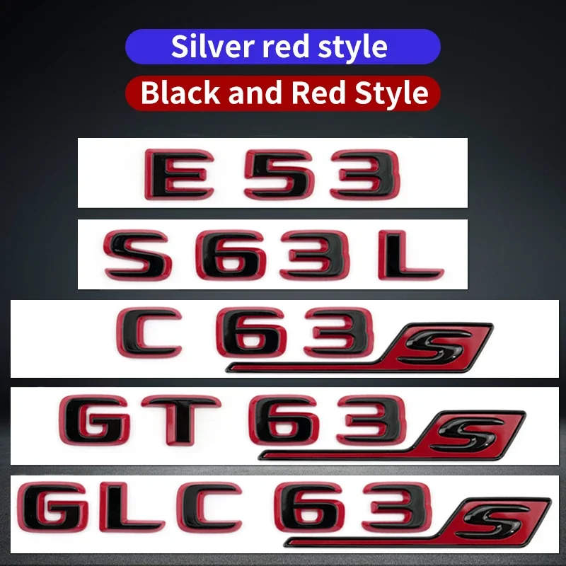 

Подходит для задней наклейки с буквами Mercedes Benz C63S GT63S S63LGLE53 SL63S модификация W205 W206 C190 X290 W167 черный красный!)