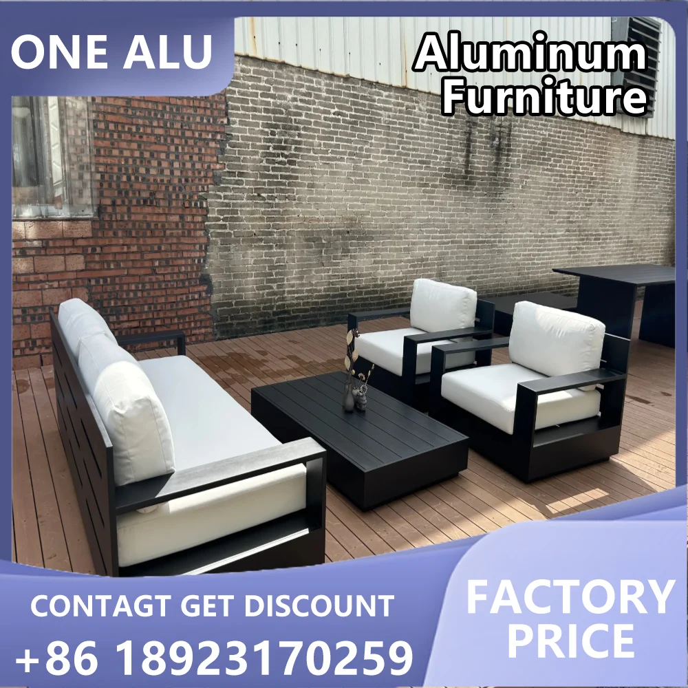 

Modern Grey Aluminum Patio Furniture Set for Living Room Hotel Villa Courtyard Farmhouse Apartment Outdoor Garden Use