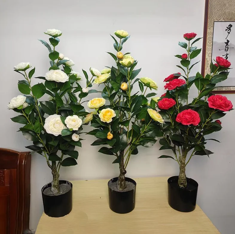 

90cm Artificial Simulated Camellia Tree Potted Mountain Camellia Green Plant Home Decorative Landing