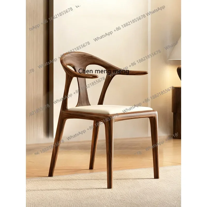 

CC182 Solid wood dining chair home armrest back chair living room leisure study desk chair minimalist modern