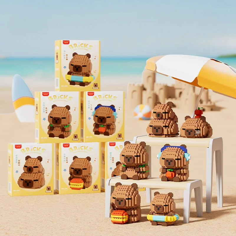 Niedliche Puppe Kapi Capybara Bala Kreative DIY Mikro-Bausteine Capybara-Ornamente Pädagogisches Kinderspielzeug Geschenk für Männer – Detail 4