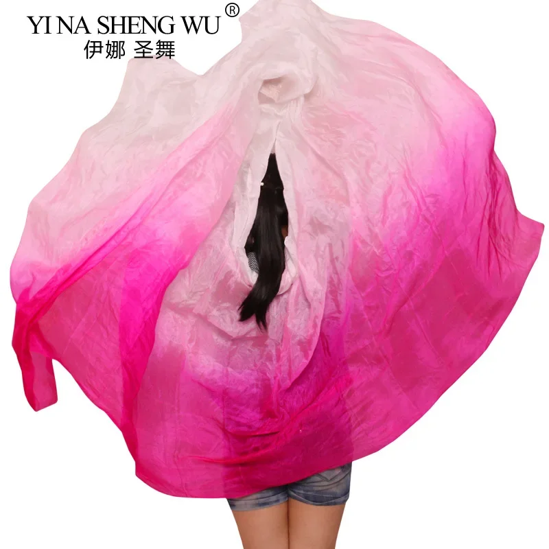 Customized 100% Silk Belly Dance Veil Dance Accessories Silk Veils Hand Dyed Gradient Color Real Silk Veil 5 Sizes 200/250/300cm