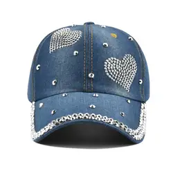 Baseball Cap Women Rivet Love Heart Cowboy Hat Summer Sunshade Fashion Vintage Snapback Hats For Women Casual Outdoor